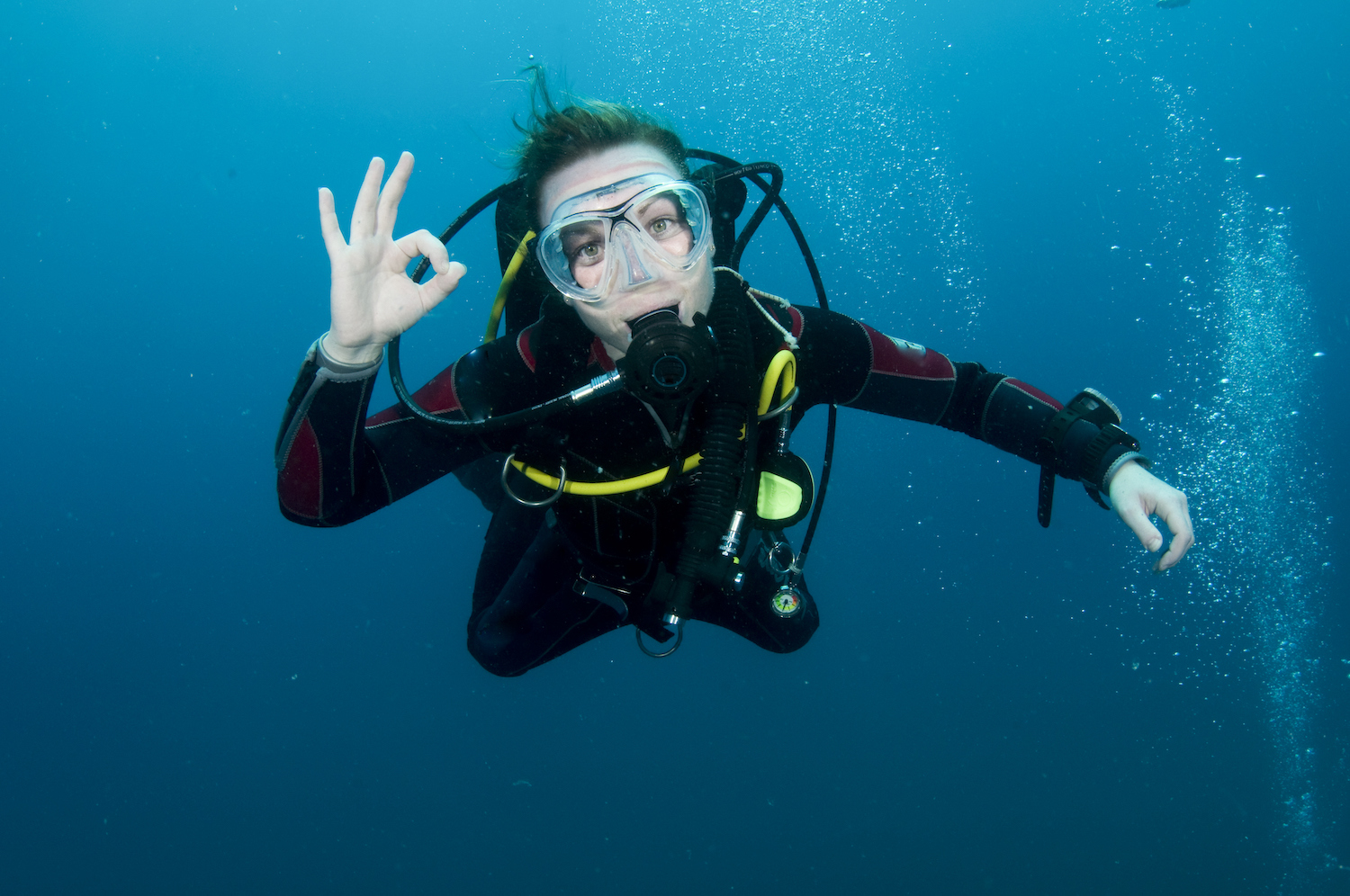 Female Scuba Diver Ok Signal