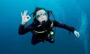 Female Scuba Diver Ok Signal