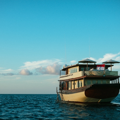 An exterior view mischief liveaboard