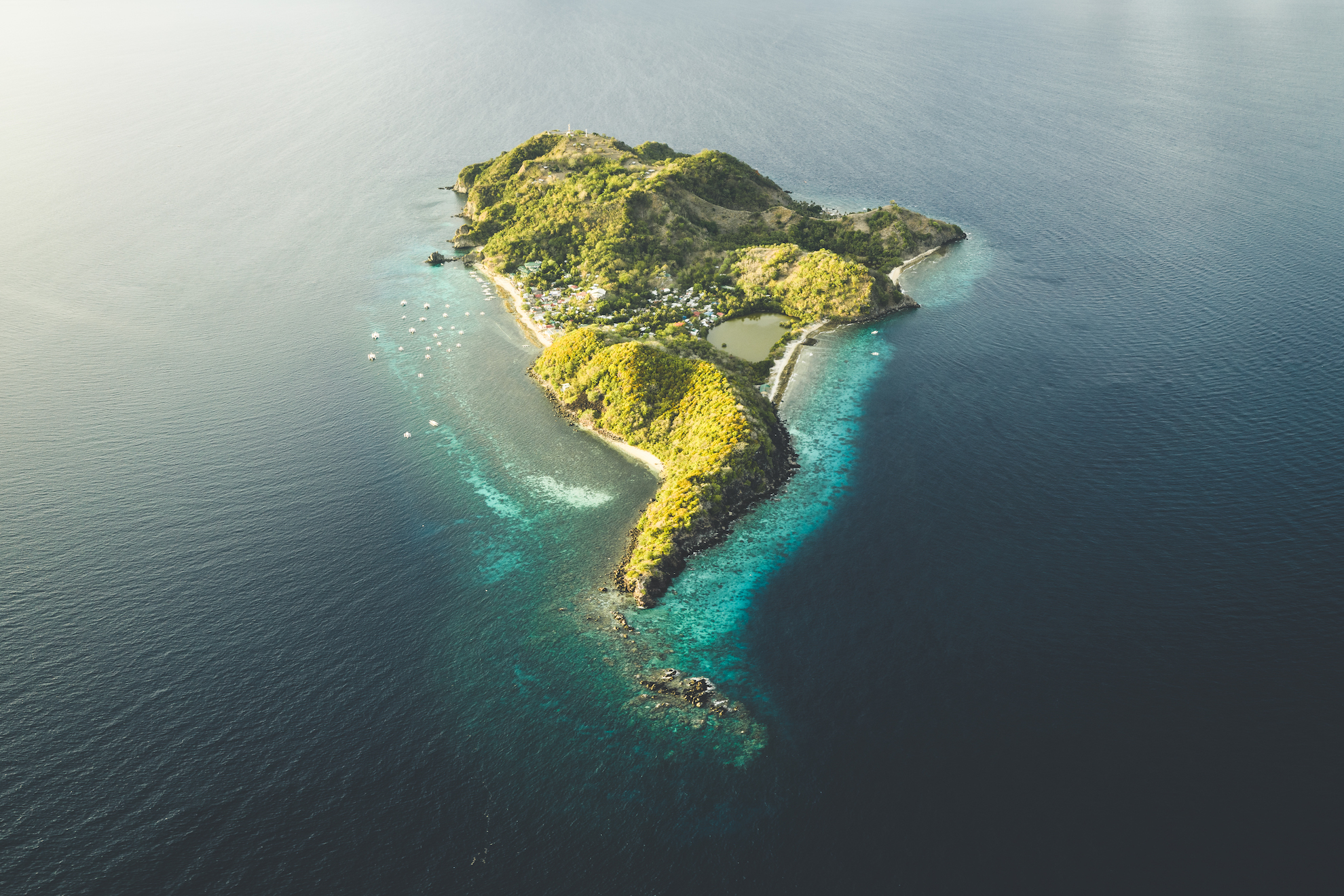 An aerial view of apo island philippines