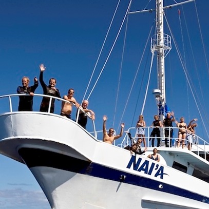 Nai'a and her crew on the top deck