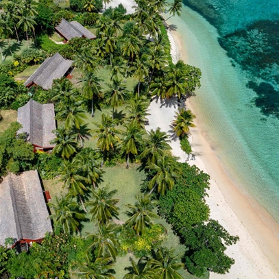 An aerial view of Wakaya Island Resort in Fiji