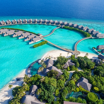 Aerial view of the jetty at milaidhoo